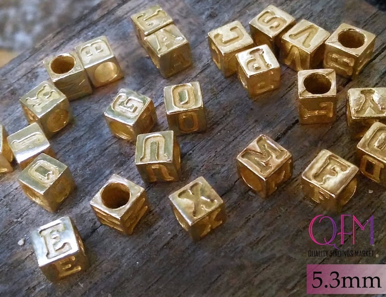 Letter Bead Alphabet Charm ABC Charms Letter Charm Italic Etsy