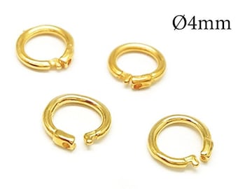 30pcs Brass Round Open Lock in Jump Rings Inside Diameter 4mm, Link Lock Jump Rings JBB Findings - Brass, Gold plated, Silver plated