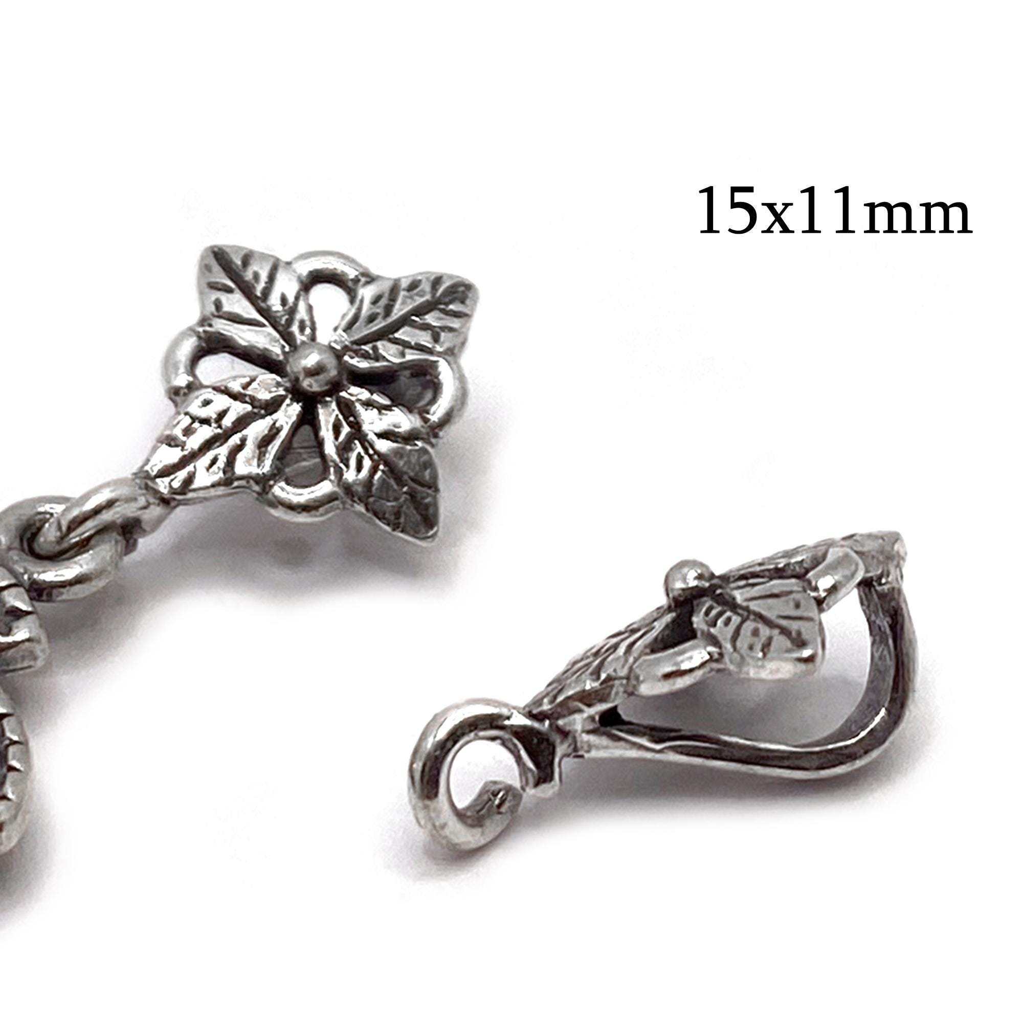 5pcs Brass Flower Bail 15x11mm With 1 Loop for Pendant - Bail Settings ...