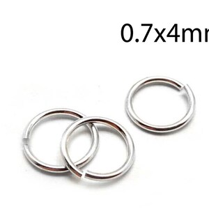100pcs Sterling Silver Jump Rings 21 Gauge 0.7x4mm - Sterling Silver 925 Open Jump Rings - wire thickness 0.7mm - 4mm Inside Diameter