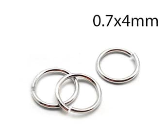 100pcs Sterling Silver Jump Rings 21 Gauge 0.7x4mm - Sterling Silver 925 Open Jump Rings - wire thickness 0.7mm - 4mm Inside Diameter