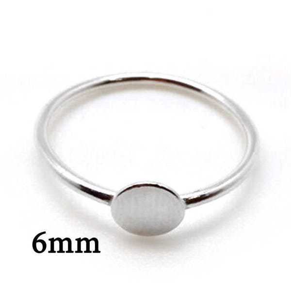 2pcs Sterling Silver 925 Round Top 6mm Ring, Knuckle Ring, Round Pad Ring, Ring Base, Blank Ring, DIY Ring, JBB Findings, Jewelry Base