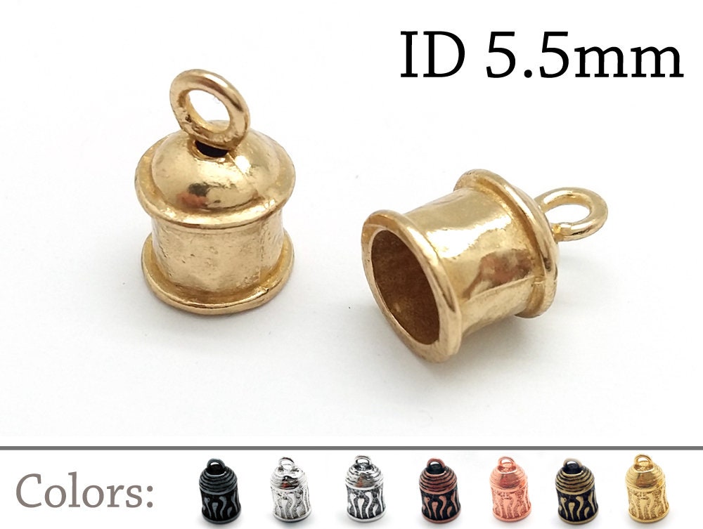 50pcs Cord End Caps 11.5mm End Cap Barrel Beads Kumihimo End Caps Brass for Jewelry Making 12mm Length Bronze, Gold