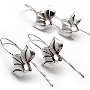 1 paar Sterling Silber Kleine Blatt Haken Ohrringe Ohrdraht - Sterling Silber 925 - Haken Ohrringe, Floral Ohrdraht, Haken Ohrring Komponenten