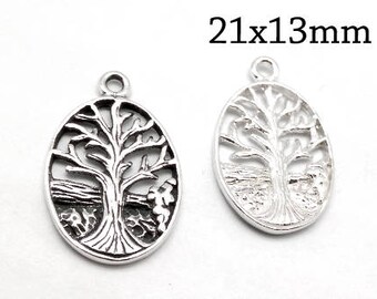 2pcs Sterling Silver Tree Pendant, Silver Tree, Silver Nature Pendant, Silver Family Tree, Tree of Life, Sterling Silver Charm Tree