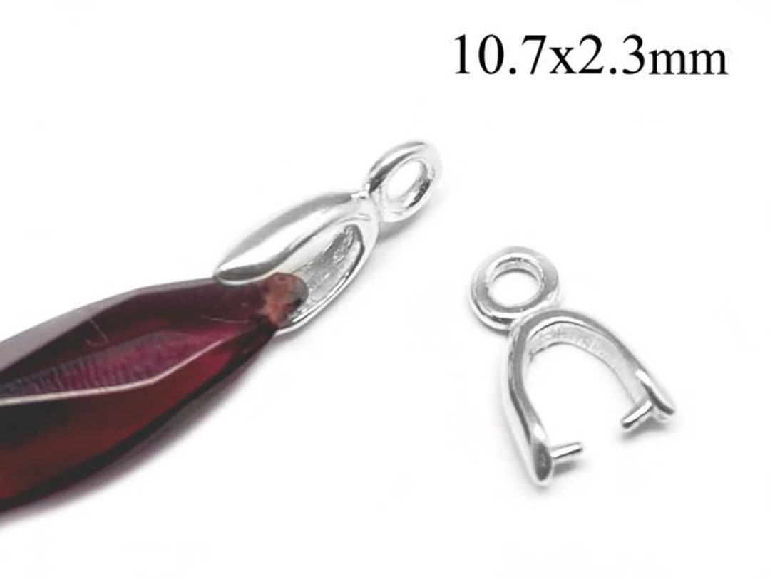 8pcs Sterling Silver 925 Pinch Bail 10.7x2.3mm With Loop - Pendant Link ...