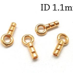 10 Stück Crimp Endkappe, 24K Vergoldete Endkappen ID 1.1mm, JBB Zubehör, Gold Endkappen, Vergoldete Endkappen, Endkappe mit Öse ID 1.1mm