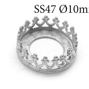 4pcs Sterling Silver 925 Crown Bezel cups 10mm without loops, Bezel Settings, JBB Findings, Shiny or Antique ss47 1122 - Jewelry base