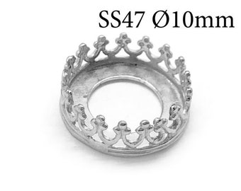 4pcs Sterling Silver 925 Crown Bezel cups 10mm without loops, Bezel Settings, JBB Findings, Shiny or Antique ss47 1122 - Jewelry base
