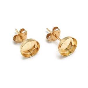 2 Paar Gold gefüllte 14K Ohrstecker Runde Lünette, Cabochon-Einstellungen 3 mm, 4 mm, 5 mm, 6 mm, 8 mm, 10 mm, 12 mm, Stein Ohrring Post-Einstellungen