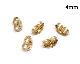 2pcs Solid Gold 14K Ear Clutch, Ear Back, Gold earring findings, 14K Gold Ear Nuts, butterfly earring post backing clutch, JBB Findings