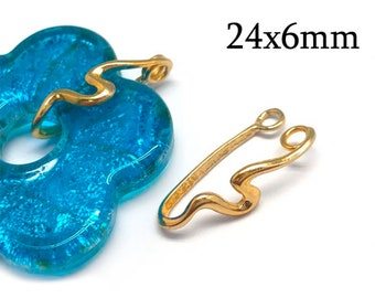 Portapietre per ciambelle con cauzione in ottone da 3 pezzi 24x6mm Onda - Impostazioni per ciambelle, Accessori JBB Rame, Argento, Placcato oro