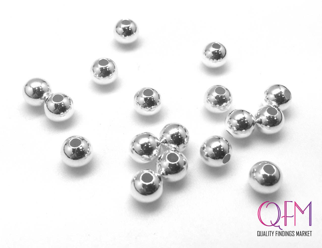 Round spacer beads 5mm, sterling silver 925, EL 5x4,3 mm - SILVEXCRAFT