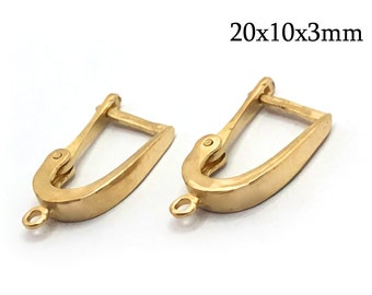 1pair 14K Solid Gold Leverback 20mm Earrings Ear Wire with loop, 14K Yellow Gold Lever Back Earring Settings, JBB Findings