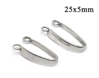 2pcs Bail Donuts holder Sterling silver 925, stone holder - Size 25x5mm  - Pinch Bail, Donuts settings, JBB Findings, Stone holder