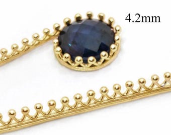 1 pieza de alambre de engaste de galería de latón fundido con patrón de corona 72x4,2 mm