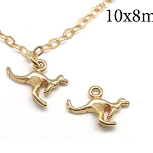 10 Stück Messing Känguru Anhänger, Wallaby 10 x 8 mm Charm, Wallaroo Charm - JBB Finden, Antik/Glänzend Messing, Kupfer, Silber, Gold überzogen