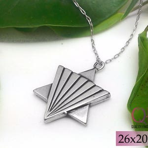 2pcs Magen David - Star of David - Jewish Star - Pendant 26x20mm Sterling Silver 925 Antique Silver Finish