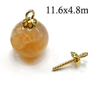 1pc 14K Solid Gold Flower Peg Bail for half drilled Pearls or stones 11.6x4.8mm, Pin for pearls and half drilled beads,Pin Bail JBB Findings