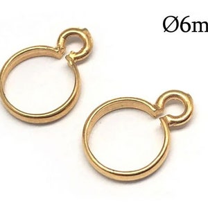 1 Stück 14K Solid Gold Crimp Bezel Fassungen 6 mm mit 1 Öse, JBB Zubehör, 14K Gelbgold Bezel Anhänger, Cabochon Bezel Cups