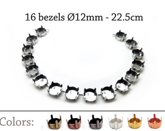 ベゼルネックレスセッティング 12 mm カップチェーン 1個 - JBB 金具 - スワロフスキー用ジュエリーベース - 真鍮、銅、銀、金、ローズゴールドメッキ