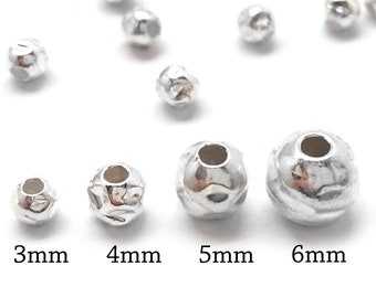 100 stuks gehamerde spacer kralen in sterling zilver 925 verkrijgbaar in 3 mm, 4 mm, 5 mm, 6 mm - zilveren kralen voor ketting, metalen kralen voor armband