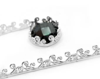 Alambre de bisel de galería fundido en plata fina 999 con patrón de filigrana ondulada de 74 x 6,2 mm