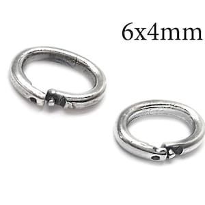 10 anneaux en argent sterling avec cadenas ovales - Anneaux ouverts en argent sterling 925 avec cadenas diamètre intérieur 6 x 4 mm, anneaux avec cadenas à maillons JBB Findings