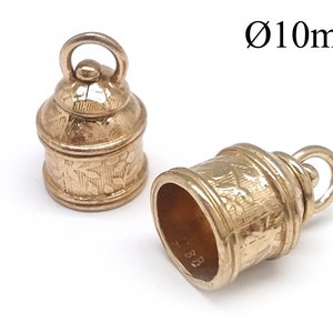 2pcs Brass Revolving End caps 10mm with 1 loop,  Cord End Caps, Shiny or Antique Brass, Copper, Silver, JBB Findings, QFMarket
