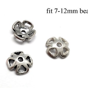 10pcs Sterling Silver Bead Caps fit 7-12mm beads - 8x2.1mm , 925 Sterling Silver, Spacer Beads Cap - JBB Findings - Bead End Cap