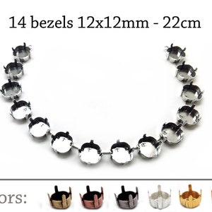 1pck Bezel Necklace Settings 12mm fit Swarovski 4470-cup chain - JBB Findings - Jewelry Base - Brass, Copper, Silver, Gold, Rose gold plated