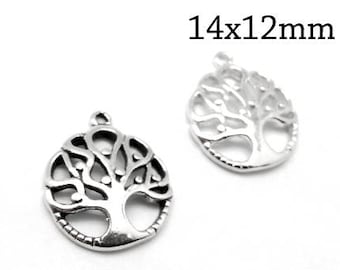 4pcs Sterling Silver Tree Pendant, Silver Tree, Silver Nature Pendant, Silver Family Tree, Tree of Life, Sterling Silver Charm Tree