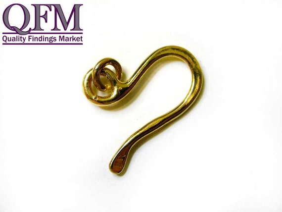 4pcs/pkg Top Gold Hook clasp with open jump ring - hook size 16mm - Heavy  Coated Brass by 24K Gold - Top Gold hook