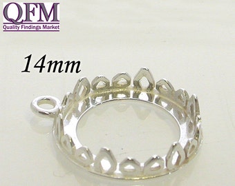 2pcs Bezel Cups in Sterling Silver 925, Round shape available 14mm or 16mm - Shiny Silver or Antique Silver - Jewelry base - Bezel settings