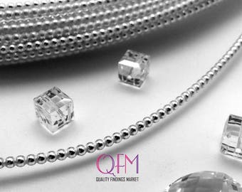 1foot Silver 935 Bezel wire - Pearl Wire - Beaded Wire -  Silver Gallery wire available in bulk (spools) Thickness 1mm, 1.3mm, 2mm (30.5cm)