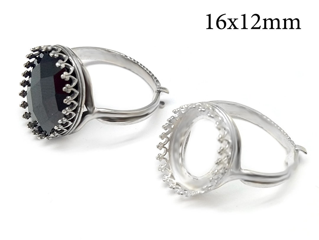 Beebeecraft 925 Sterlingsilber Ringrohlinge - Verstellbare Zirkonia Fassungen