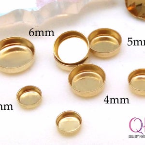 10pcs Gold Filled 14K Round Bezel Сups 3mm, 4mm, 5mm, 6mm - Jewelry base - Bezel settings Gold Filled - Round Setting for cabochon