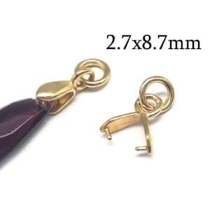 1pc 14K Solid Gold Pinch Bail 2.7x8.7mm with closed jump ring, 14K Yellow Gold Bail findings, Pendant link, Clip Connector for Necklace JBB