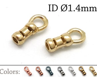 20pcs Crimp End Cap, ID 1.4mm, Brass End Cap, JBB Findings, Cord End Caps, Leather Cord Ends Brass, Copper, Gun metal, Silver plated