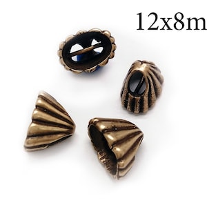 6pcs Brass Multistrand End Cap for Kumihimo Wire 12x8mm, JBB Findings, QFMarket, Cord End Caps, Shiny or Antique Brass, Copper, Silver