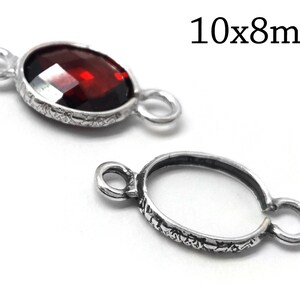 8pcs Sterling Silver 925 Oval Crimp Bezel Cup 10x8mm JBB Findings - 2 loops - Crimp bezel cup - Jewelry base - Stone bezel settings-QFMarket