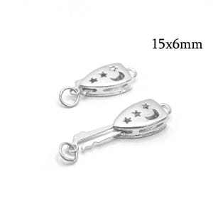 1pc Sterling Silver 925 Stars Fishhook Box Clasp 15x6mm with 1 loop, Pearl Clasp, Vintage Clasp, Secure Fastener, Triangle Clasp