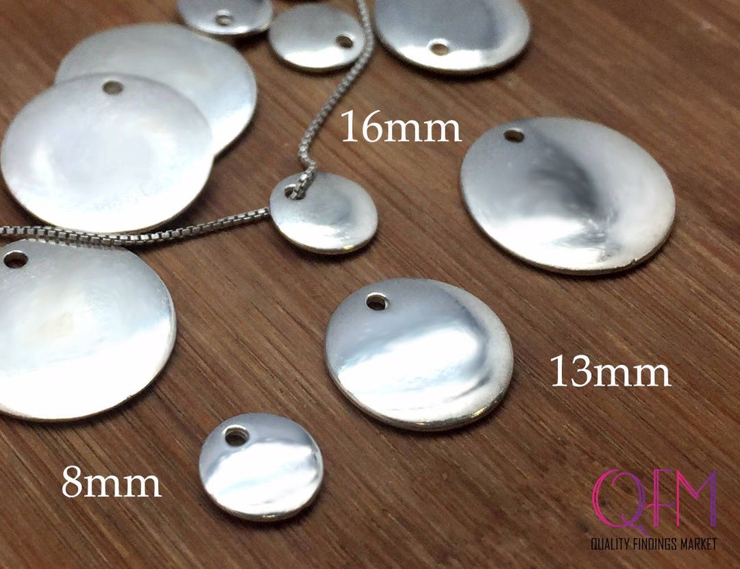 4 Pcs Sterling Silver 925 Disc, 8mm, 13mm, 16mm With a Hole 1.6mm ...
