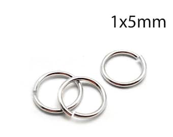 50pcs Sterling Silver Jump Rings 18 Gauge 1x5mm - Sterling Silver 925 Open Jump Rings - wire thickness 1mm - 5mm Inside Diameter