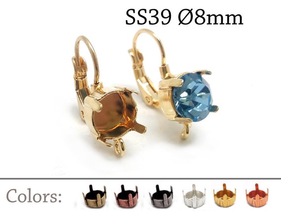 5 pairs Bezel Earring Settings 8mm fit SS39 JBB Findings Jewelry Base