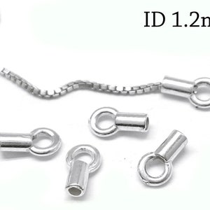 20pcs Sterling Silver 925 Crimp End Cap, with inside diameter 1.2mm - Chain / Cord Ends Caps - Beading Chain End Cap