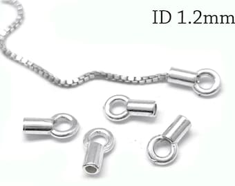 20pcs Sterling Silver 925 Crimp End Cap, with inside diameter 1.2mm - Chain / Cord Ends Caps - Beading Chain End Cap