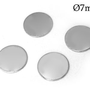 10 discos colgantes redondos de plata de ley 925 de 7 mm, con acabado brillante, para etiquetas, estampados metálicos y hechos a mano.