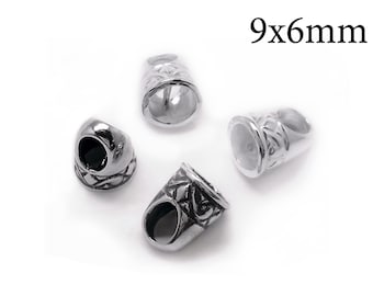 4pcs Sterling Silver Multi-Strand End Cap for Kumihimo wire 9x6mm, JBB Findings, QFMarket, Shiny or Antique Silver End Caps, Cord End Cap