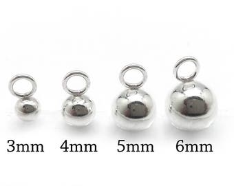 20 cuentas de plata de ley con aro de 3 mm, 4 mm, 5 mm y 6 mm - Cuentas espaciadoras - Cuentas redondas sin costuras para joyería 925 - Cuentas redondas de plata